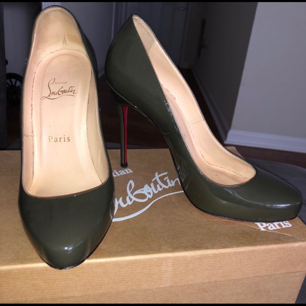 Christian Louboutin grey patent leather